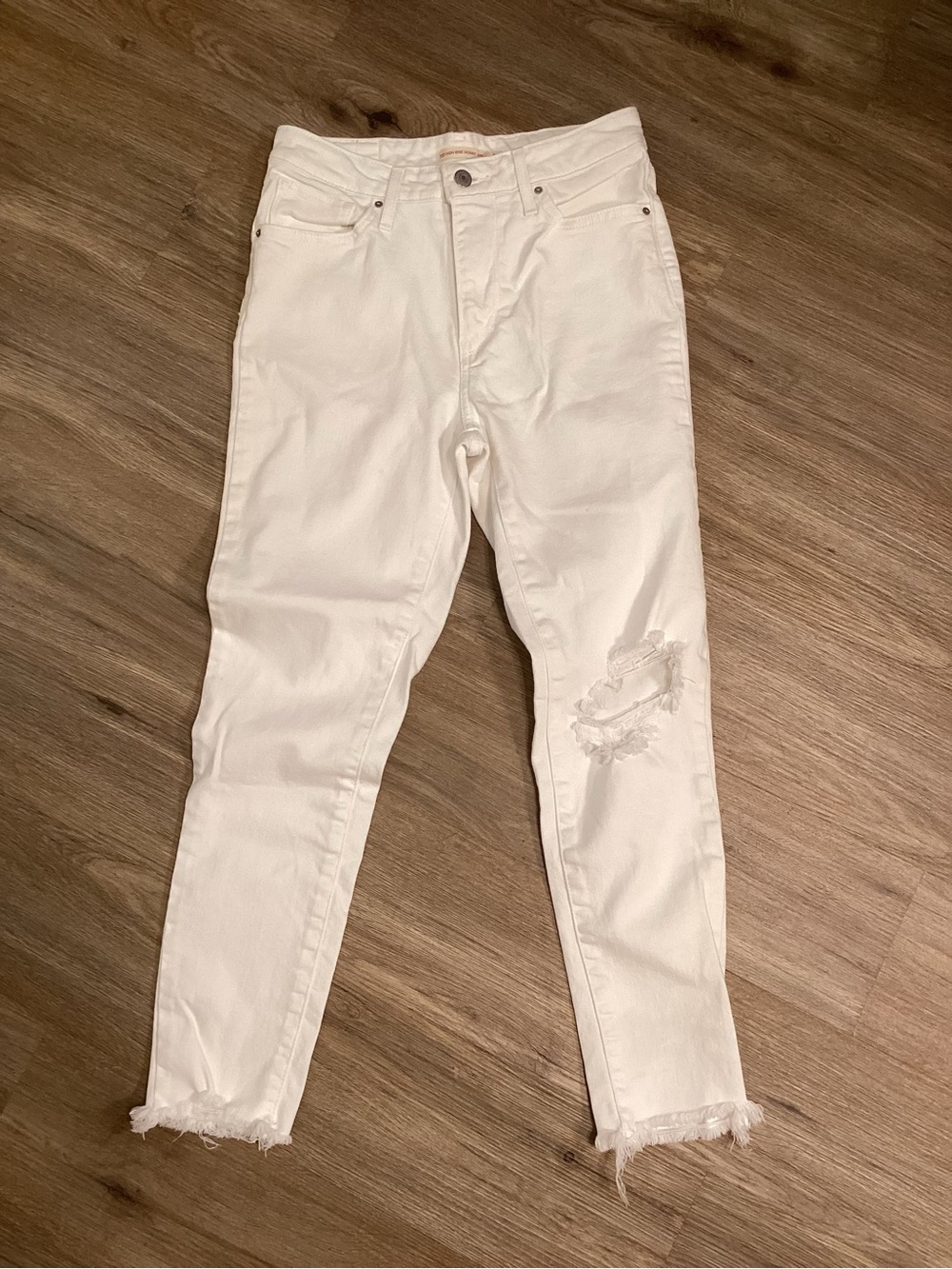 Levi's 721 White Denim Jeans Distressed